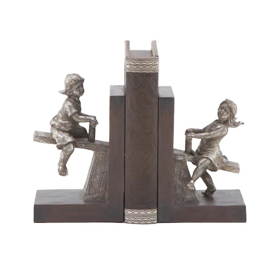8&#x22; Brown Eclectic Children Bookends, 2ct.
